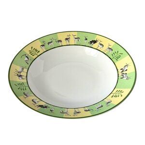 Hermes Africa Serving Plate 11.5” Green Porcelain Tableware Animal Authentic